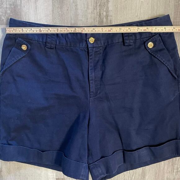 Lauren Ralph Lauren Navy Blue Cotton Flat Front Casual Shorts Womens Size 16 - Picture 5 of 15